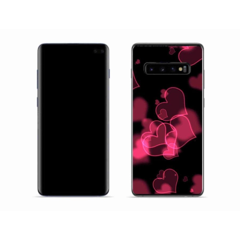 Gélový kryt mmCase na mobil Samsung Galaxy S10 - červené srdiečka