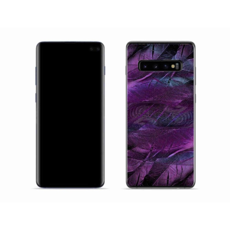 Gélový kryt mmCase na mobil Samsung Galaxy S10 - fialová pierka