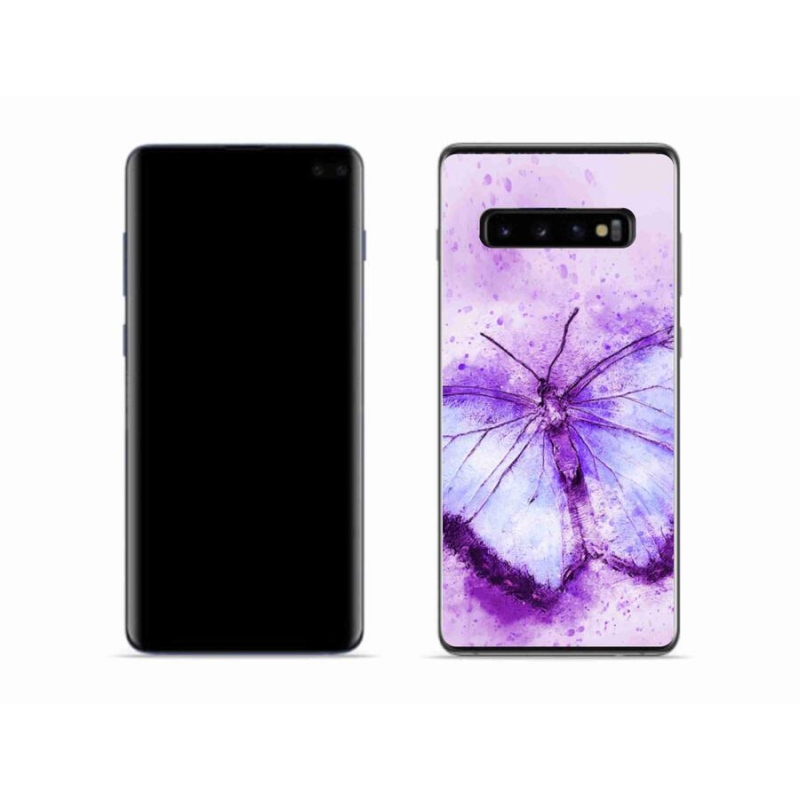 Gélový kryt mmCase na mobil Samsung Galaxy S10 - fialový motýľ