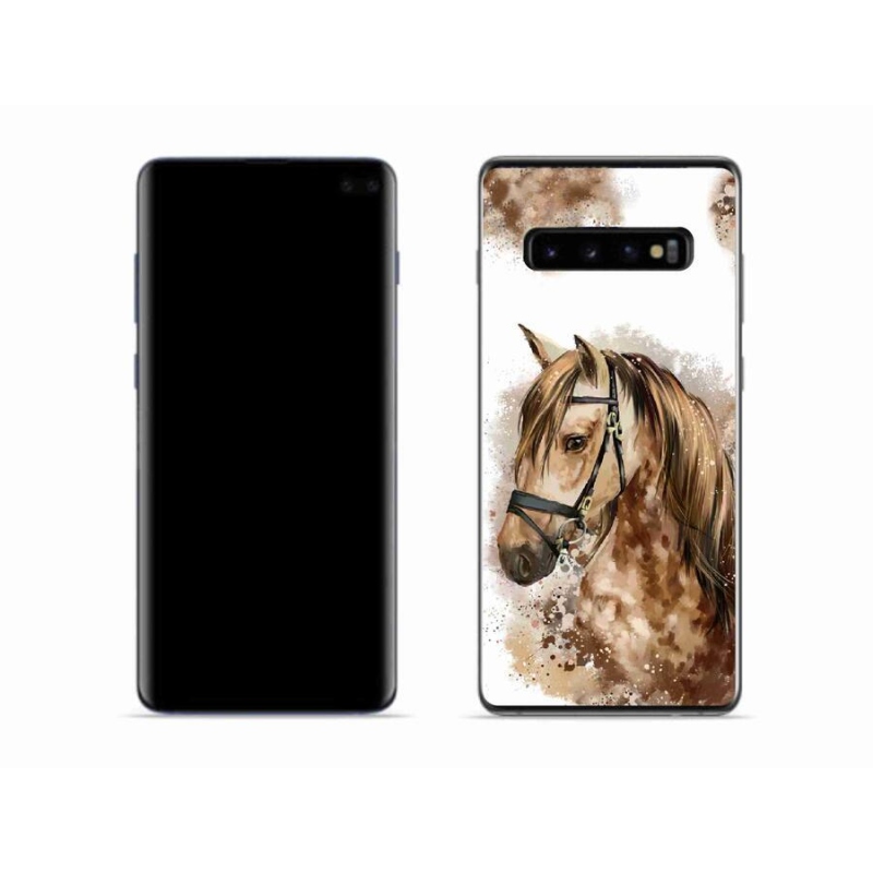 Gélový kryt mmCase na mobil Samsung Galaxy S10 - hnedý kreslený kôň