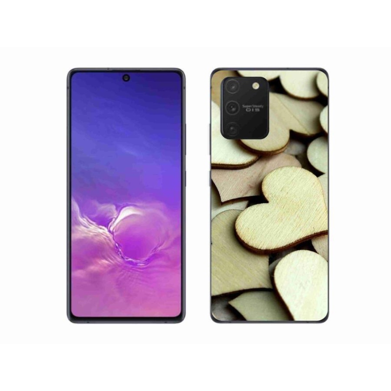 Gélový kryt mmCase na mobil Samsung Galaxy S10 Lite - drevená srdiečka