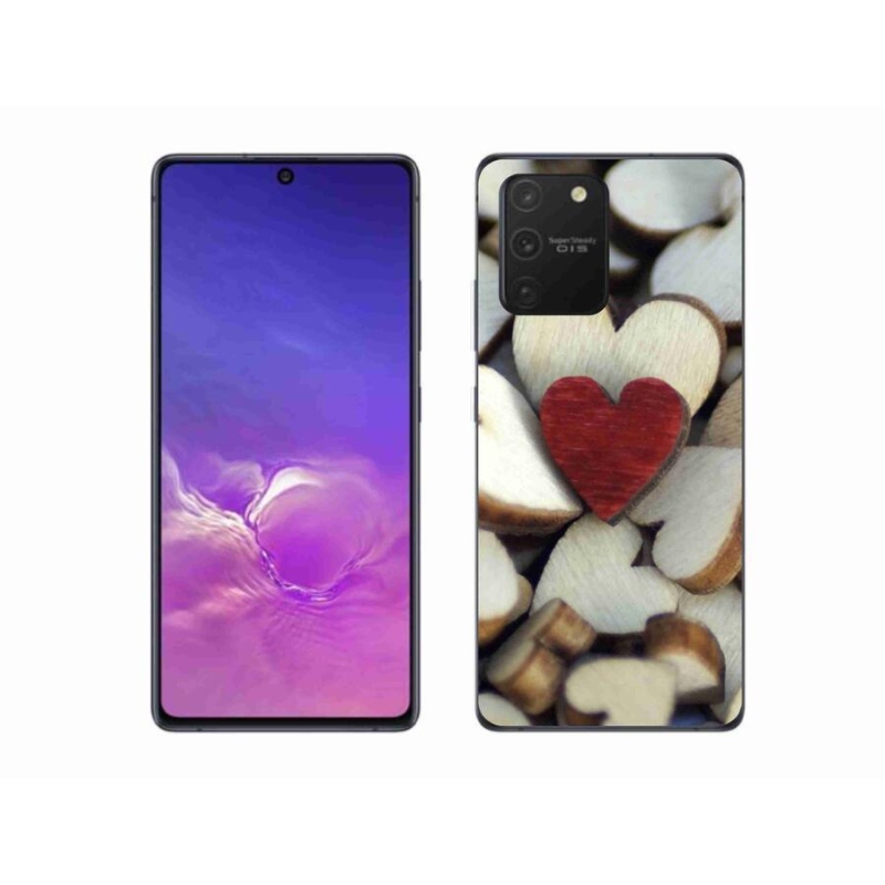 Gélový kryt mmCase na mobil Samsung Galaxy S10 Lite - gravírované červené srdce