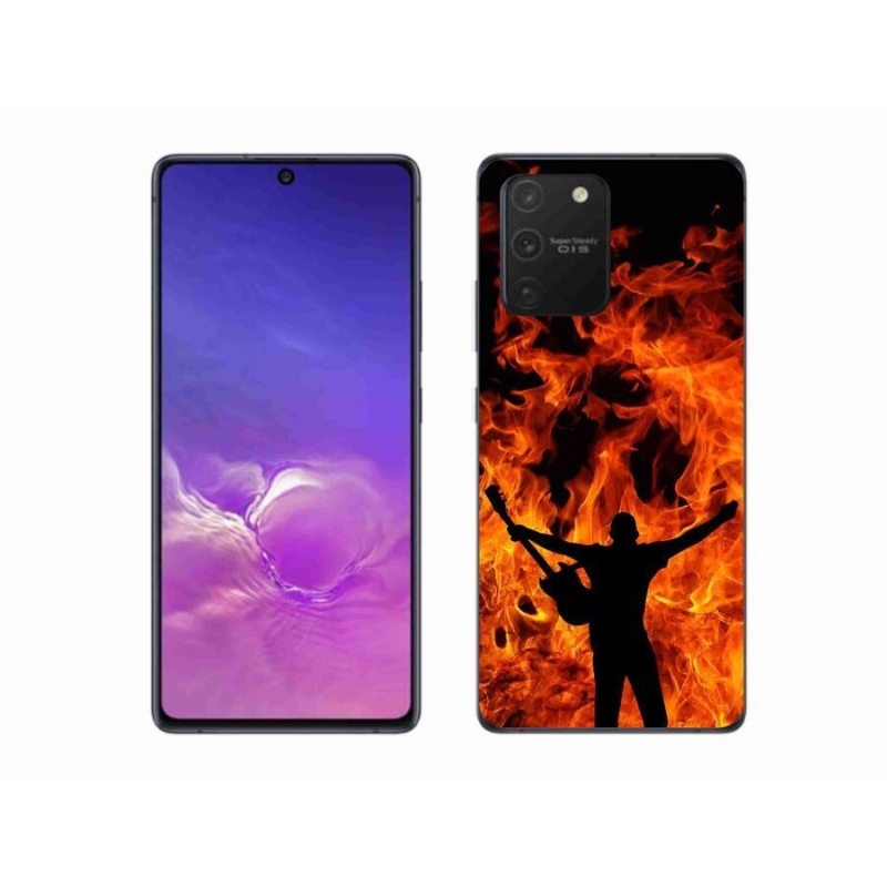 Gélový kryt mmCase na mobil Samsung Galaxy S10 Lite - muzikant a oheň