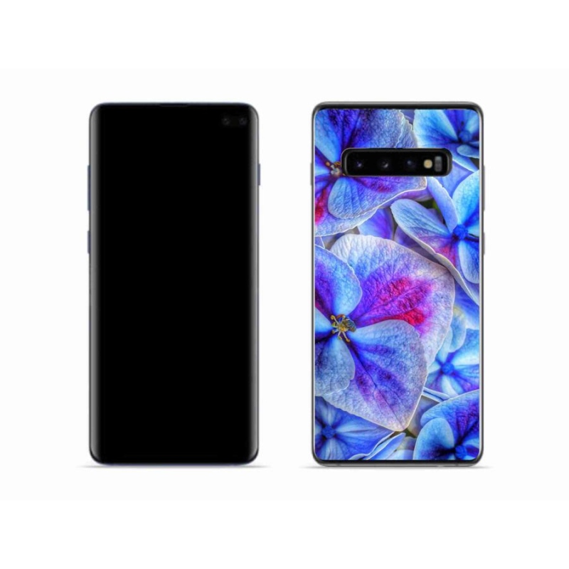 Gélový kryt mmCase na mobil Samsung Galaxy S10 - modré kvety 1