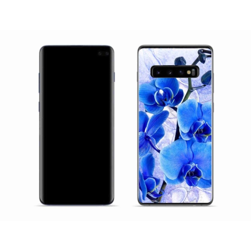 Gélový kryt mmCase na mobil Samsung Galaxy S10 - modré kvety