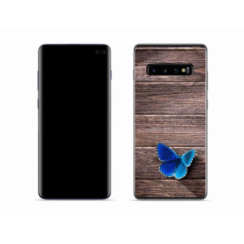 Gélový kryt mmCase na mobil Samsung Galaxy S10 - modrý motýľ 1