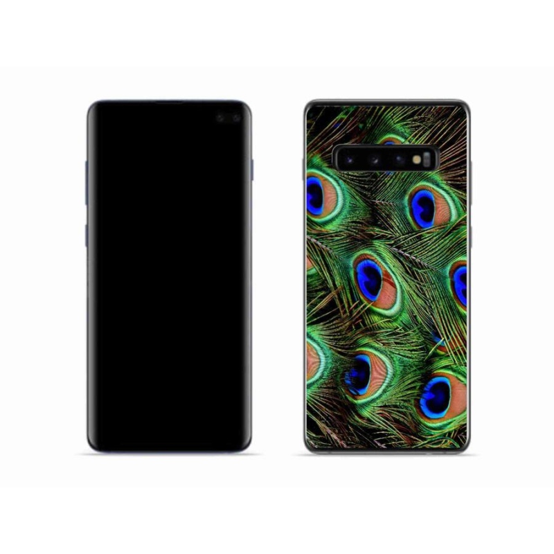 Gélový kryt mmCase na mobil Samsung Galaxy S10 - pávie perie