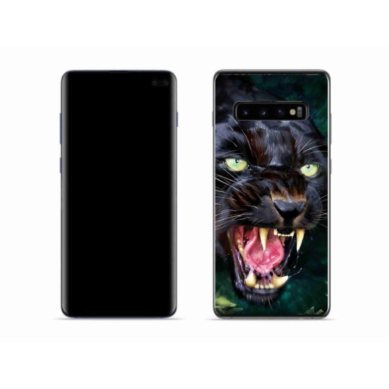 Gélový kryt mmCase na mobil Samsung Galaxy S10 - rozzúrený čierny panter