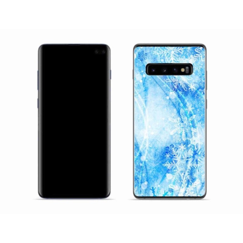 Gélový kryt mmCase na mobil Samsung Galaxy S10 - snehové vločky