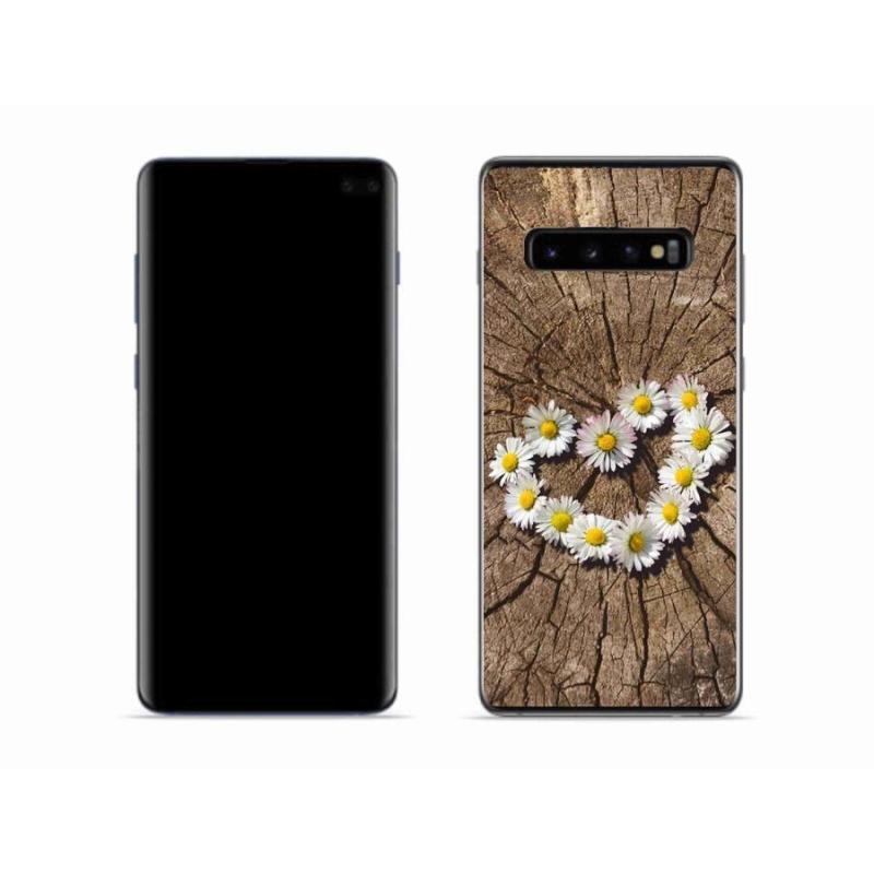 Gélový kryt mmCase na mobil Samsung Galaxy S10 - srdce z margarét