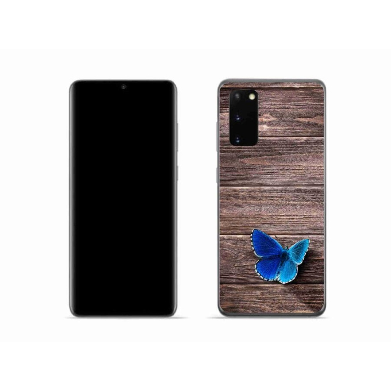 Gélový kryt mmCase na mobil Samsung Galaxy S20 - modrý motýľ 1