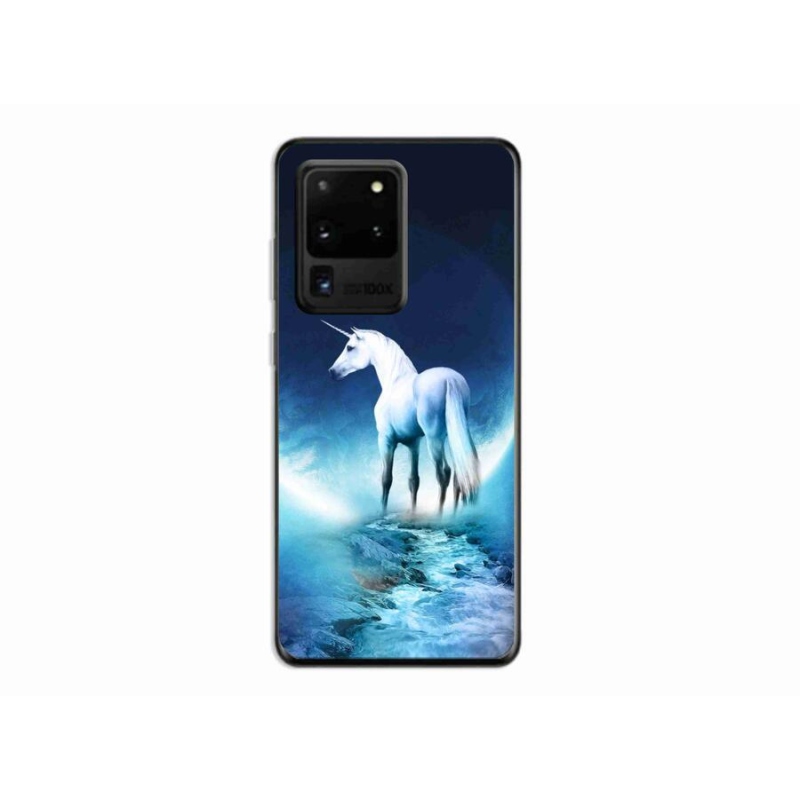 Gélový kryt mmCase na mobil Samsung Galaxy S20 Ultra - biely jednorožec