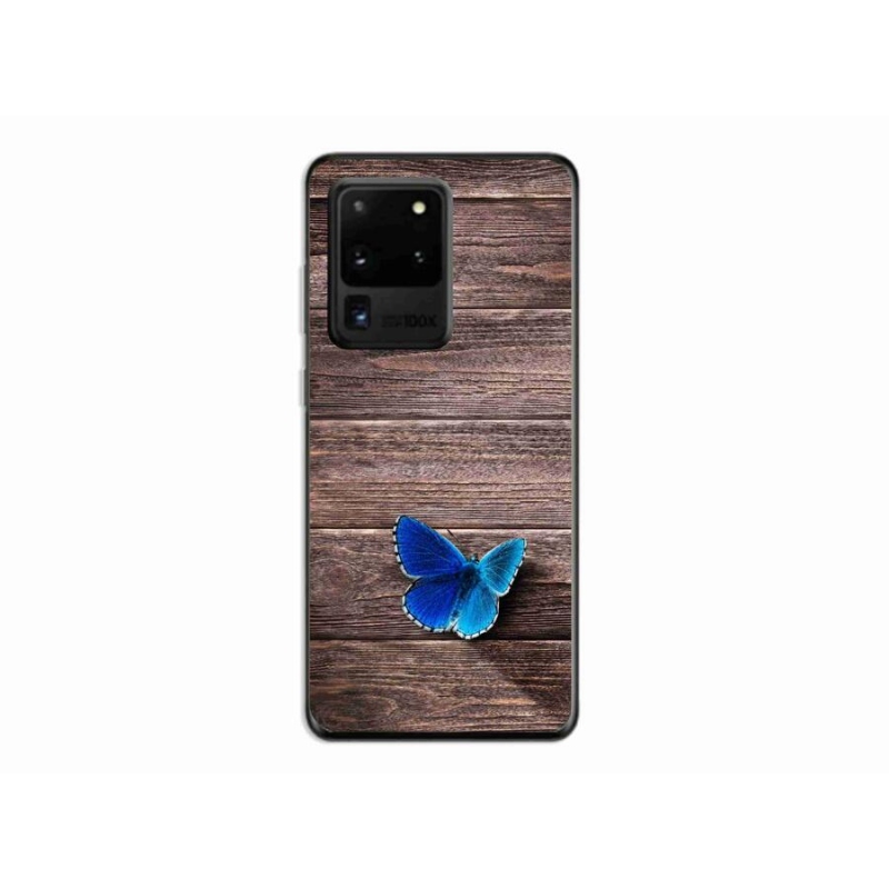 Gélový kryt mmCase na mobil Samsung Galaxy S20 Ultra - modrý motýľ 1