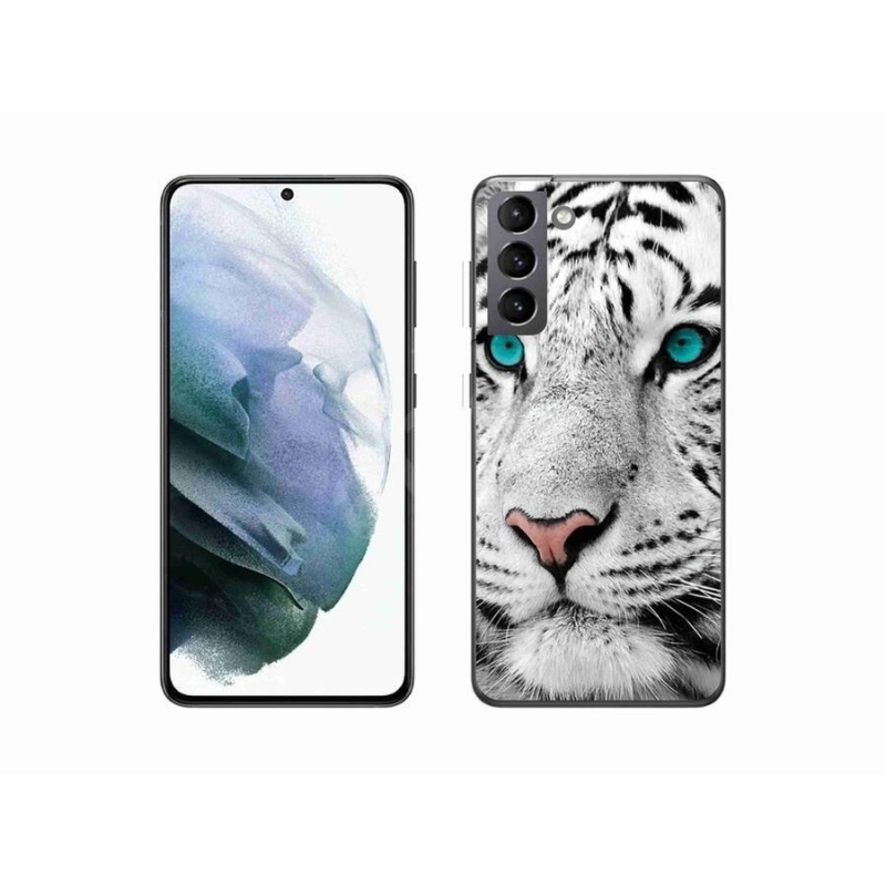 Gélový kryt mmCase na mobil Samsung Galaxy S21 - biely tiger