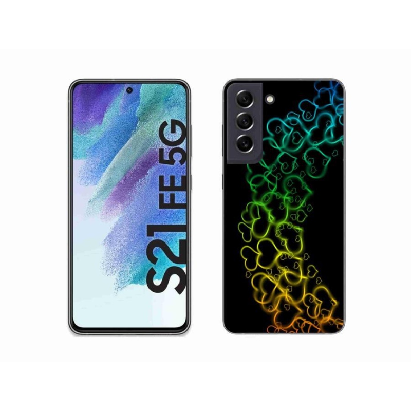 Gélový kryt mmCase na mobil Samsung Galaxy S21 FE 5G - farebné srdiečka