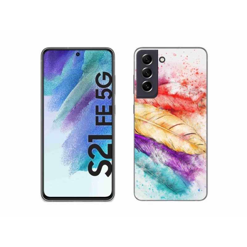 Gélový kryt mmCase na mobil Samsung Galaxy S21 FE 5G - farebné perie