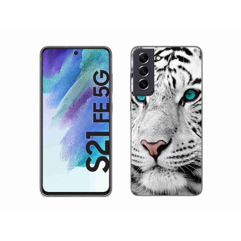 Gélový kryt mmCase na mobil Samsung Galaxy S21 FE 5G - biely tiger