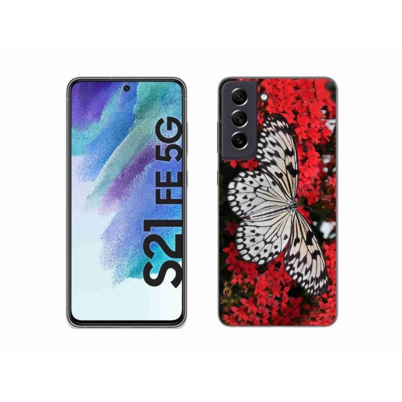 Gélový kryt mmCase na mobil Samsung Galaxy S21 FE 5G - čiernobiely motýľ 1