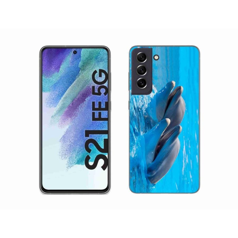 Gélový kryt mmCase na mobil Samsung Galaxy S21 FE 5G - delfíny