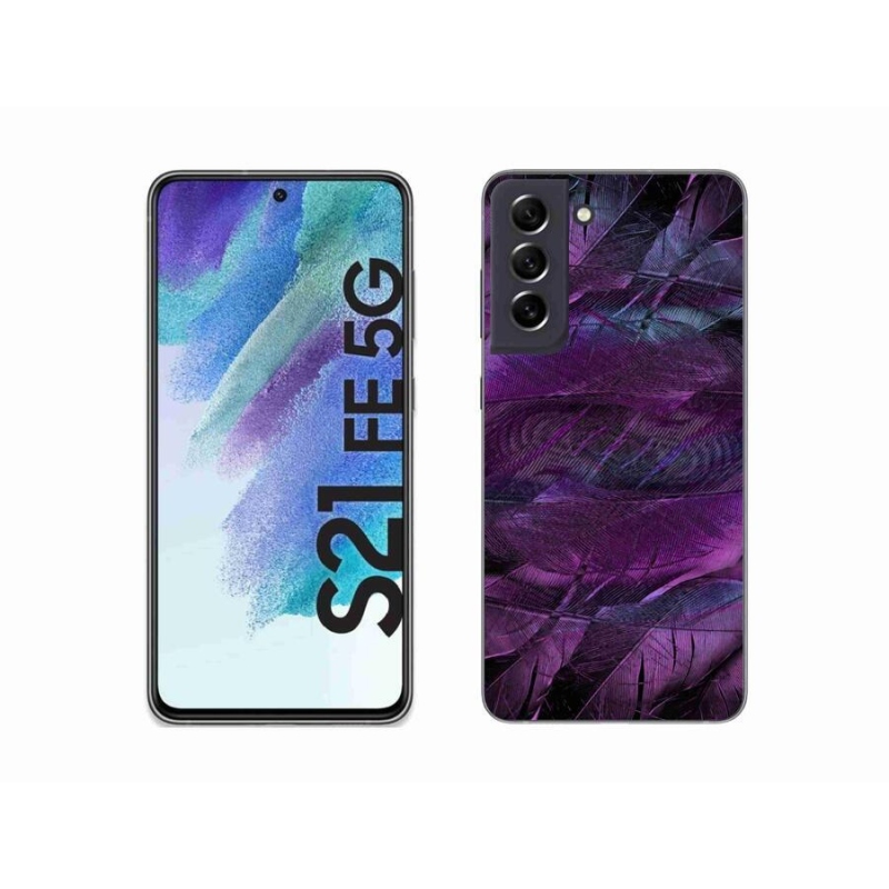 Gélový kryt mmCase na mobil Samsung Galaxy S21 FE 5G - fialové pierka