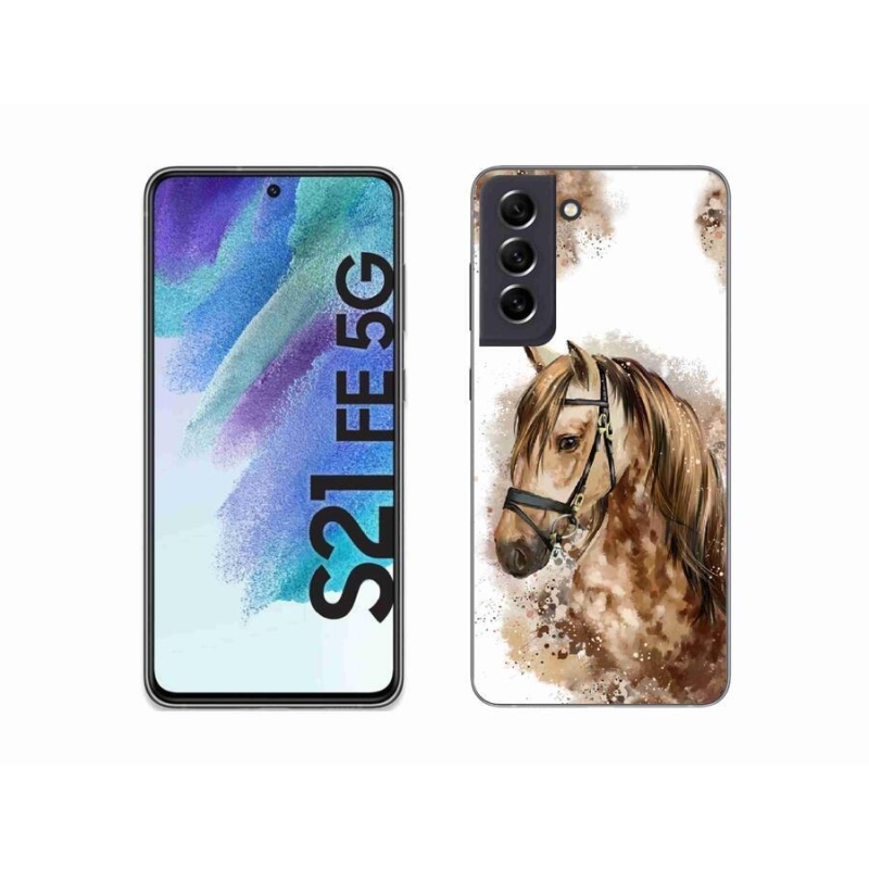 Gélový kryt mmCase na mobil Samsung Galaxy S21 FE 5G - hnedý kreslený kôň