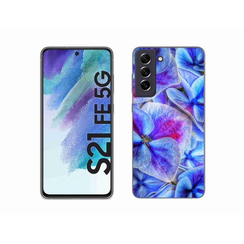 Gélový kryt mmCase na mobil Samsung Galaxy S21 FE 5G - modré kvety 1