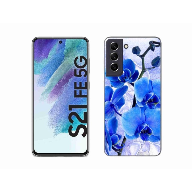 Gélový kryt mmCase na mobil Samsung Galaxy S21 FE 5G - modré kvety