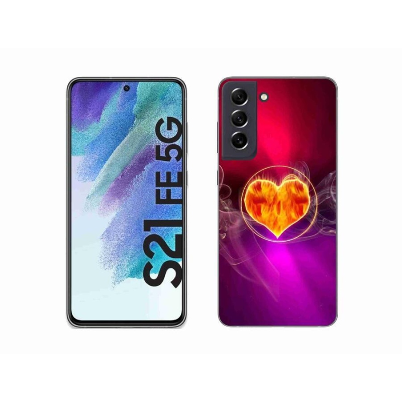 Gélový kryt mmCase na mobil Samsung Galaxy S21 FE 5G - ohnivé srdce