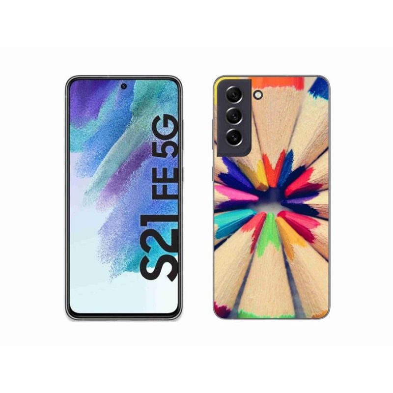 Gélový kryt mmCase na mobil Samsung Galaxy S21 FE 5G - pastelky