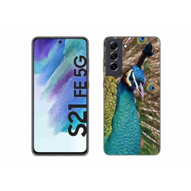 Gélový kryt mmCase na mobil Samsung Galaxy S21 FE 5G - páv