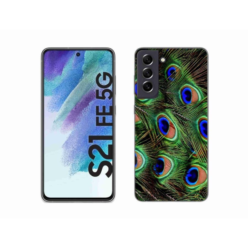 Gélový kryt mmCase na mobil Samsung Galaxy S21 FE 5G - pávie perie