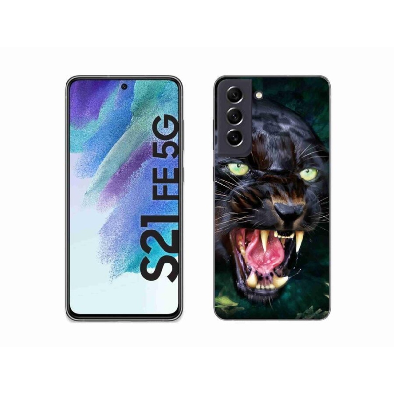 Gélový kryt mmCase na mobil Samsung Galaxy S21 FE 5G - rozzúrený čierny panter