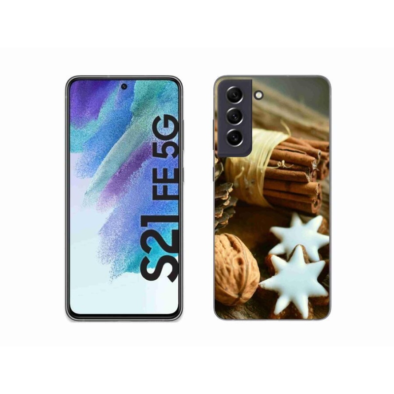 Gélový kryt mmCase na mobil Samsung Galaxy S21 FE 5G - škorica a perníčky