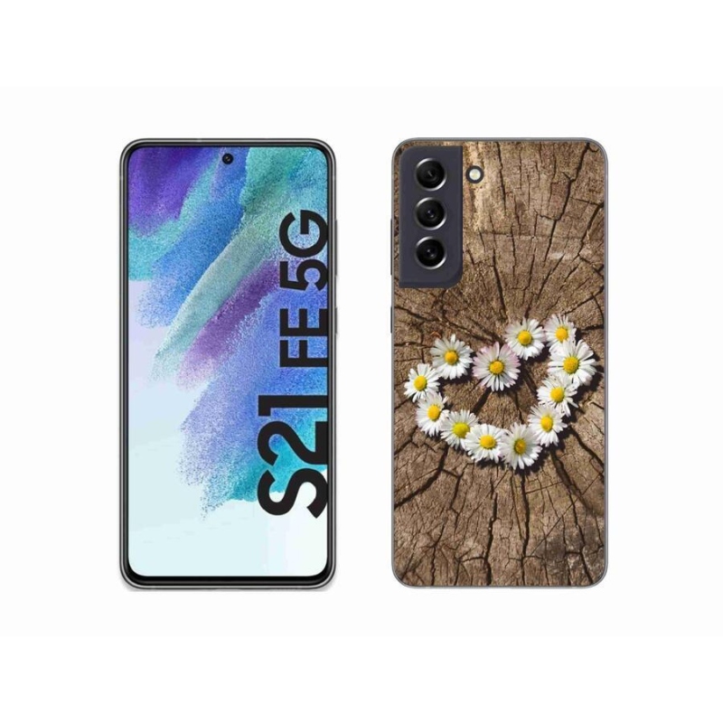 Gélový kryt mmCase na mobil Samsung Galaxy S21 FE 5G - srdce z margarét