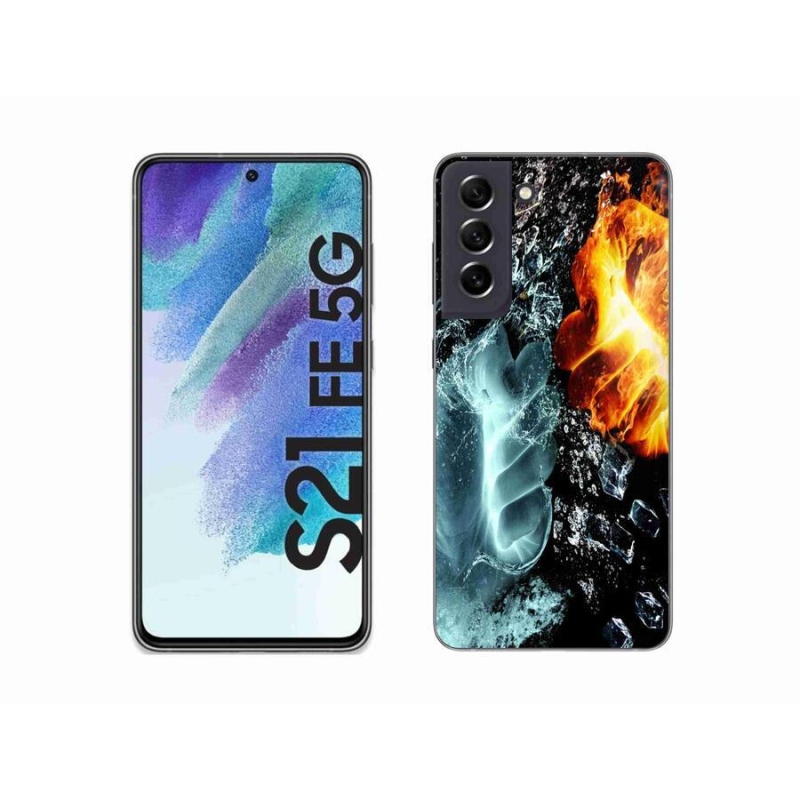 Gélový kryt mmCase na mobil Samsung Galaxy S21 FE 5G - voda a oheň