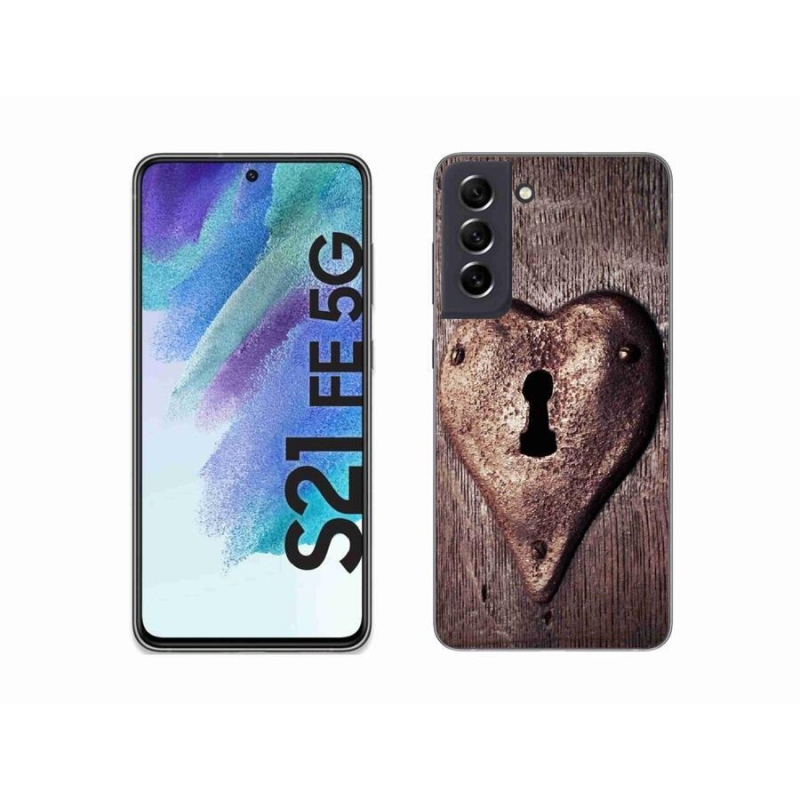 Gélový kryt mmCase na mobil Samsung Galaxy S21 FE 5G - zámok v tvare srdca