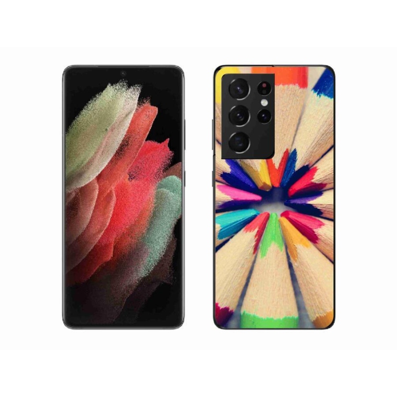 Gélový kryt mmCase na mobil Samsung Galaxy S21 Ultra 5G - pastelky