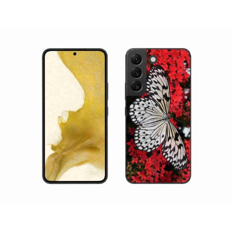 Gélový kryt mmCase na mobil Samsung Galaxy S22 5G - čiernobiely motýľ 1