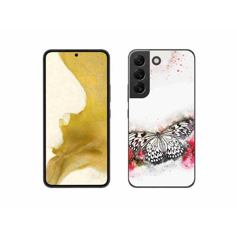 Gélový kryt mmCase na mobil Samsung Galaxy S22 5G - čiernobiely motýľ