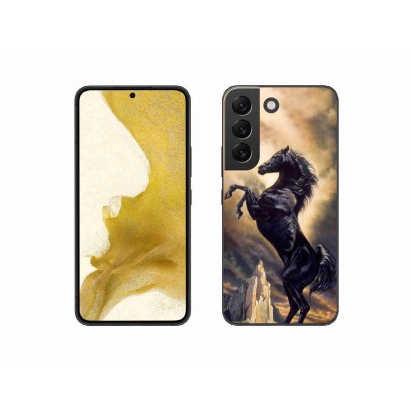 Gélový kryt mmCase na mobil Samsung Galaxy S22 5G - čierny kreslený kôň