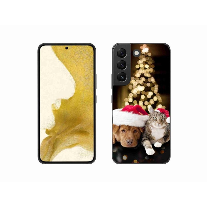 Gélový kryt mmCase na mobil Samsung Galaxy S22 5G - vianočný pes a mačka