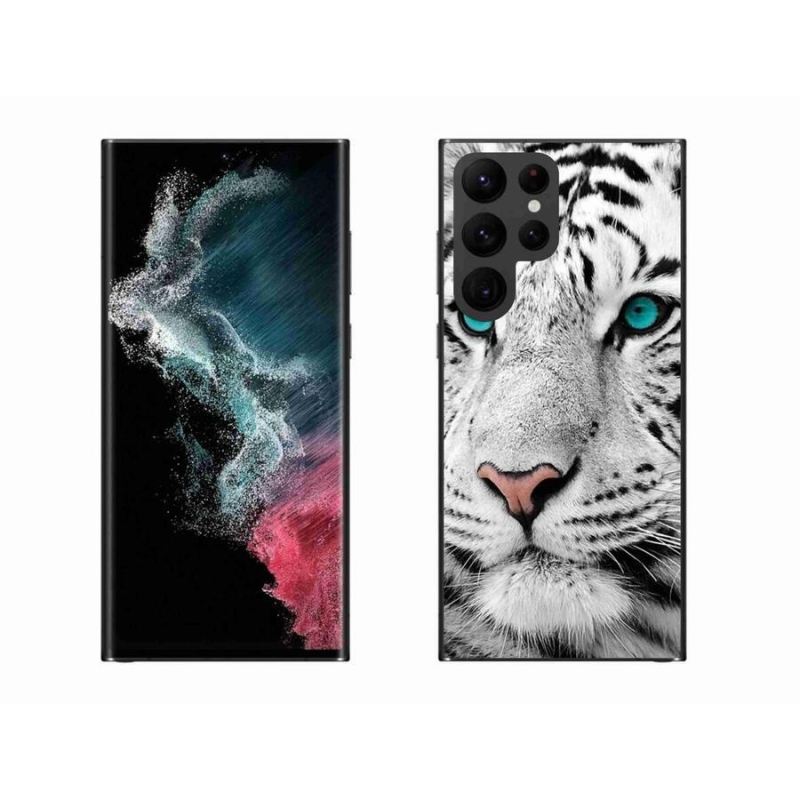 Gélový kryt mmCase na mobil Samsung Galaxy S22 Ultra 5G - biely tiger