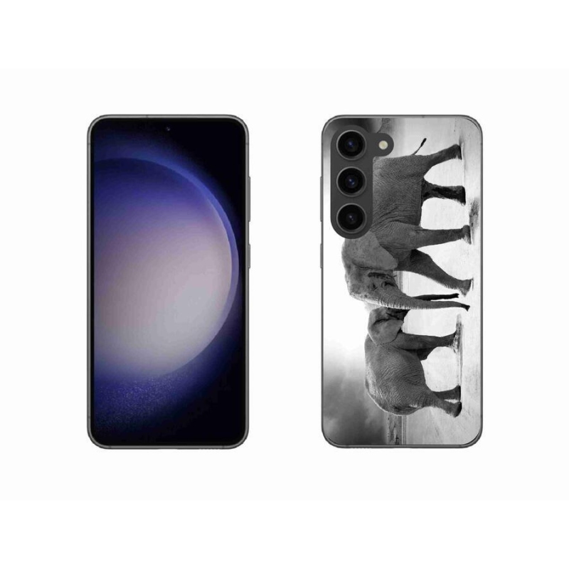 Gélový kryt mmCase na mobil Samsung Galaxy S23 5G - čiernobieli slony