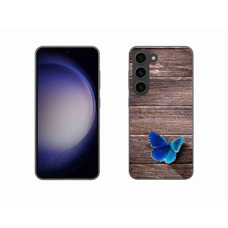 Gélový kryt mmCase na mobil Samsung Galaxy S23 5G - modrý motýľ 1