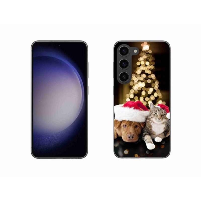 Gélový kryt mmCase na mobil Samsung Galaxy S23 5G - vianočný pes a mačka