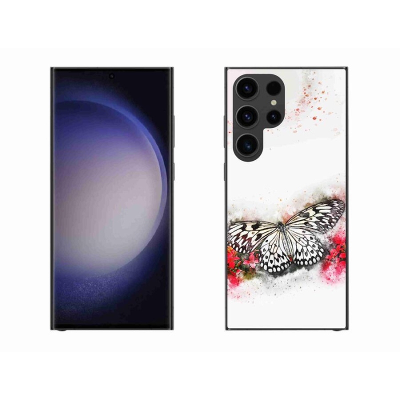 Gélový kryt mmCase na mobil Samsung Galaxy S23 Ultra 5G - čiernobiely motýľ