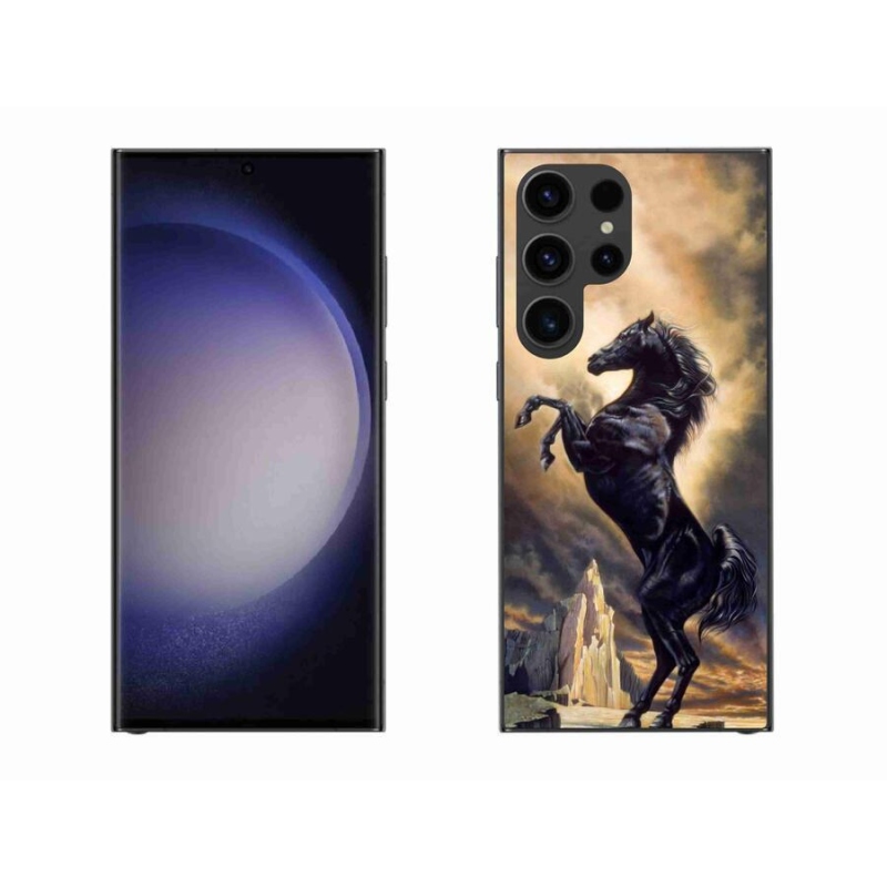 Gélový kryt mmCase na mobil Samsung Galaxy S23 Ultra 5G - čierny kreslený kôň