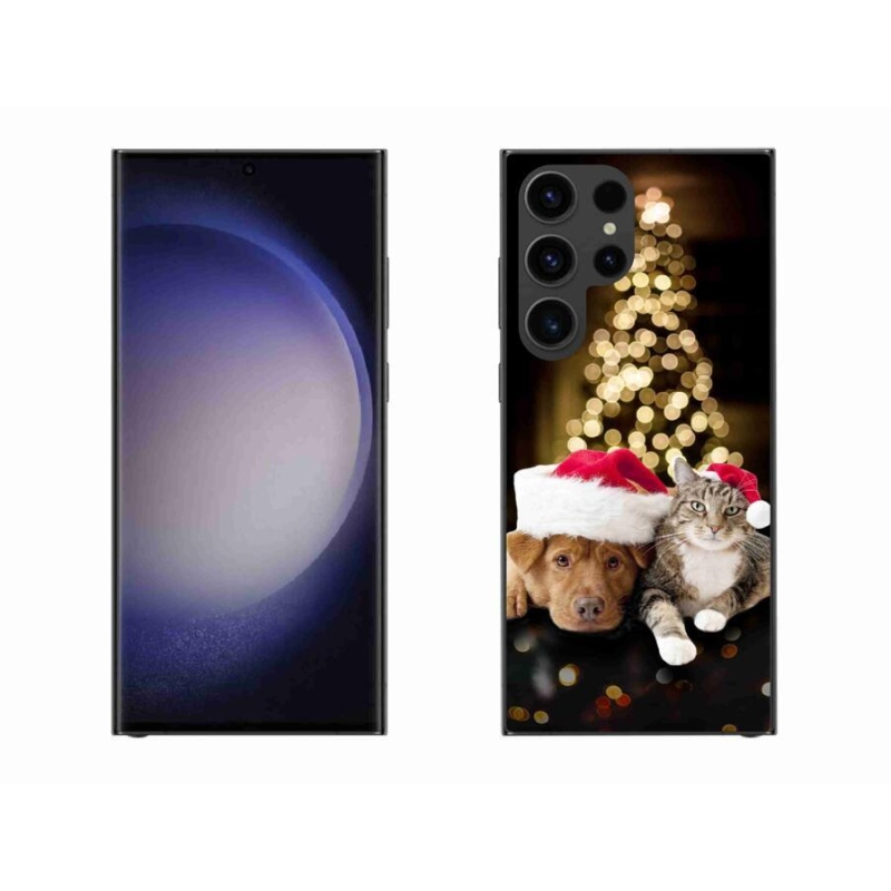 Gélový kryt mmCase na mobil Samsung Galaxy S23 Ultra 5G - vianočný pes a mačka