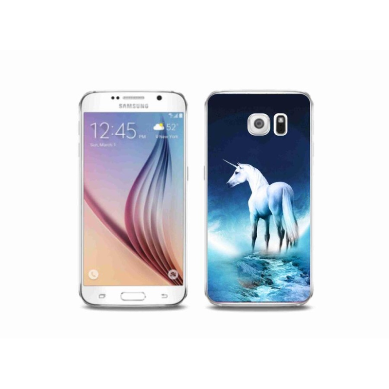 Gélový kryt mmCase na mobil Samsung Galaxy S6 - biely jednorožec