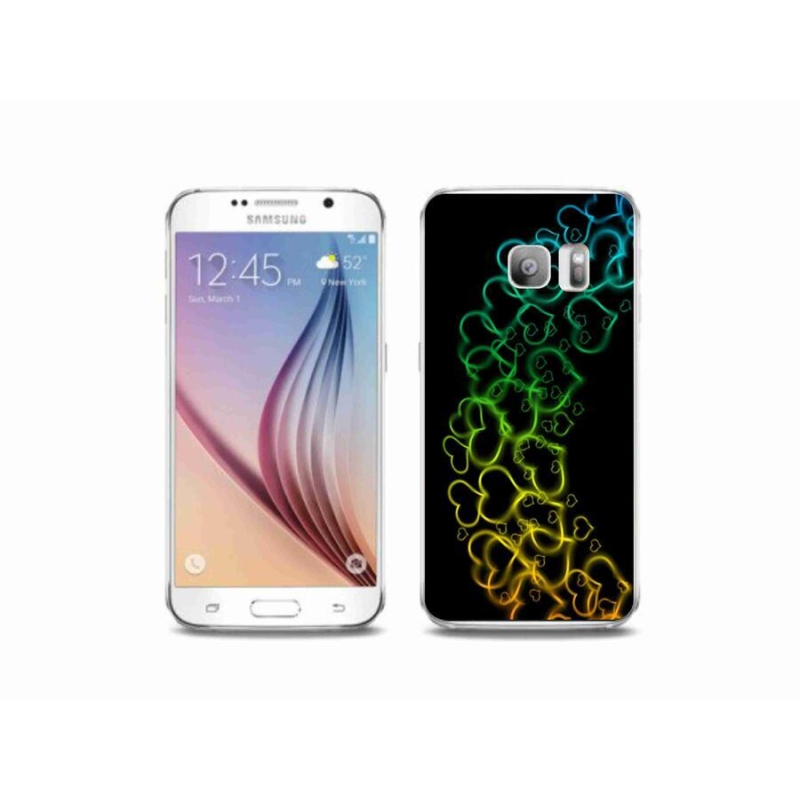 Gélový kryt mmCase na mobil Samsung Galaxy S6 Edge - farebná srdiečka